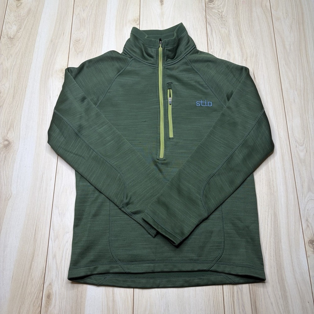 Stio Men's Gannett Peak Fleece 1/2 Zip Pullover Sweater Green Size Small Stretch - Picture 2 of 16
